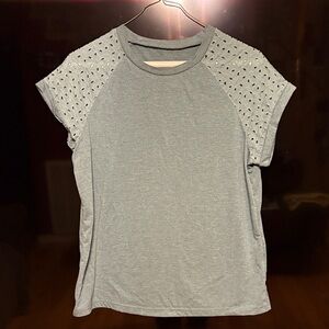 Green Eyelet Sleeve Women's Top